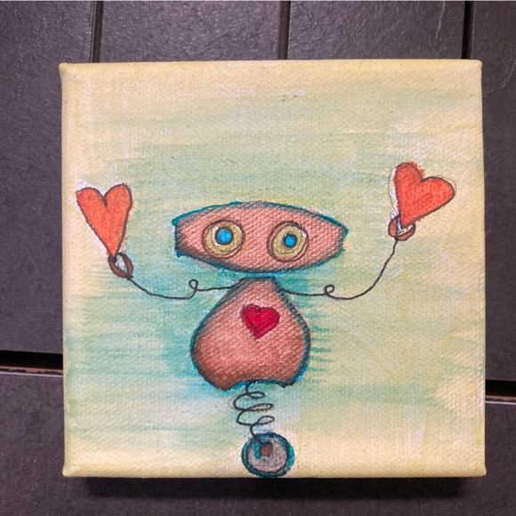 whimsical robots triptych number two — acrylic on canvas - Picture 5 of 5